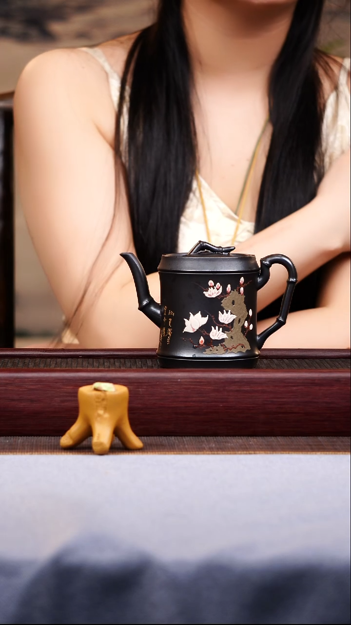 茶壶紫砂宜兴手工紫砂作品 石黄 竹节高汉瓦