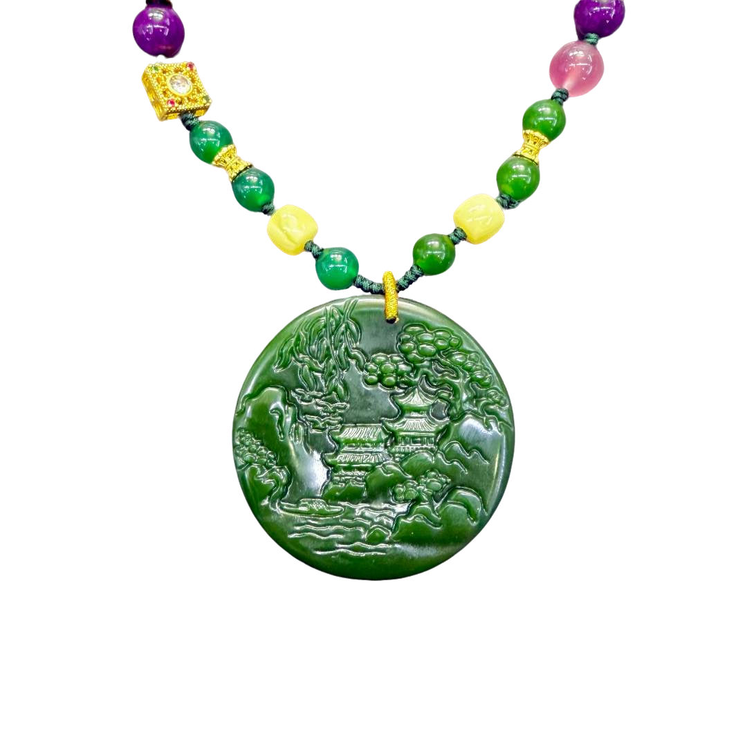 【静雯珠宝】J013 九色玄冰秦紫绿  圆牌吊坠 多样性发其一