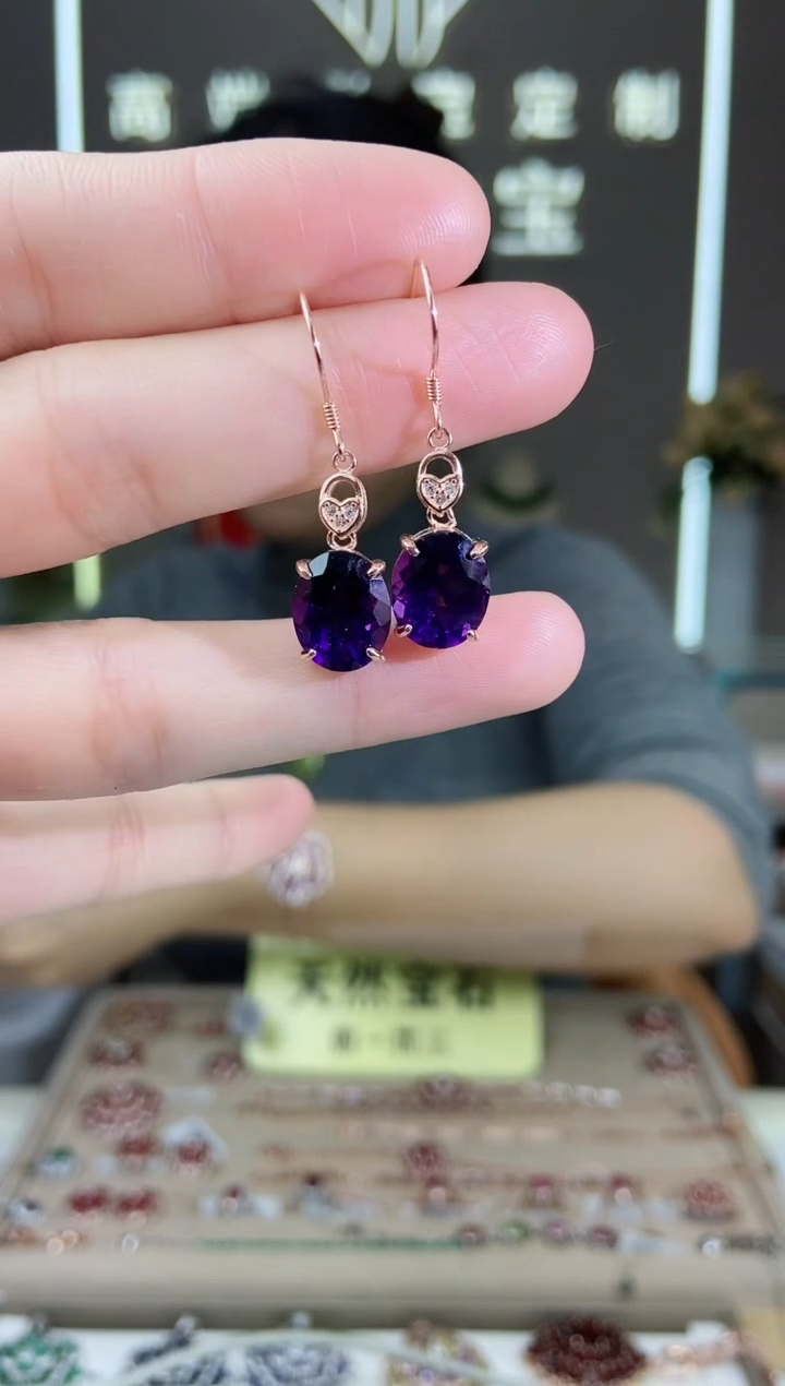 【闪购商品】紫晶耳饰银S925镶嵌耳饰