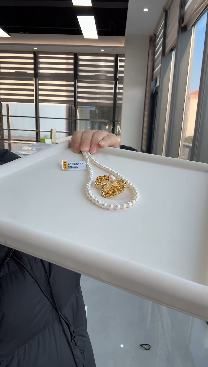 未镶嵌项链+胸针淡水珍珠淡水珍珠项链+胸针