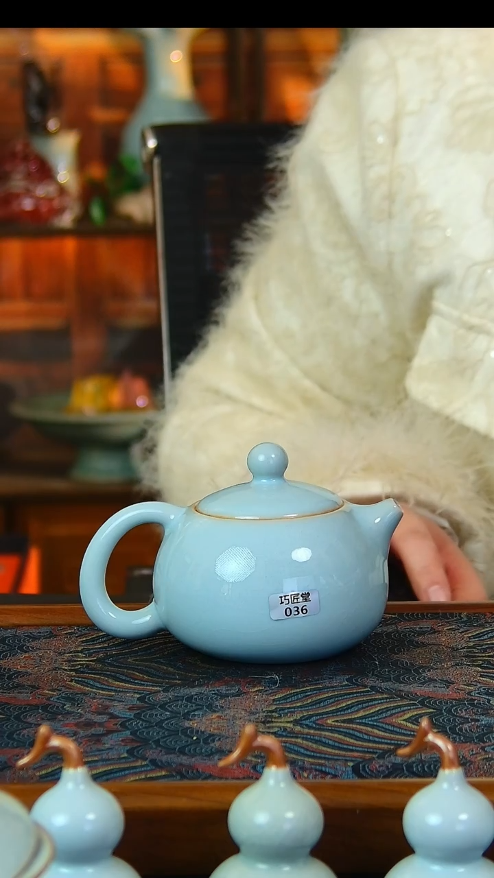 瓷片天青西施壶微瑕不退不换