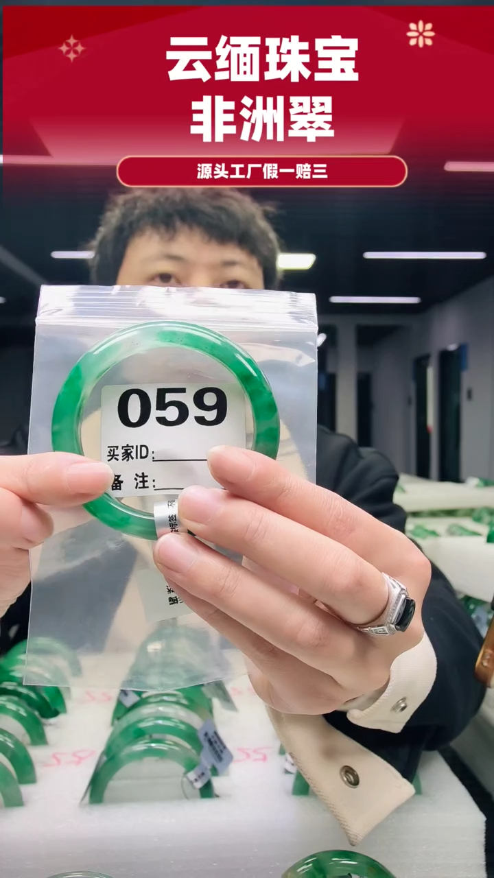 未镶嵌手镯石英质玉（非洲翠）59圈口059