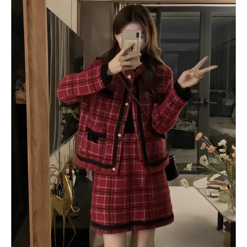 时尚网红套装气质短款小香风