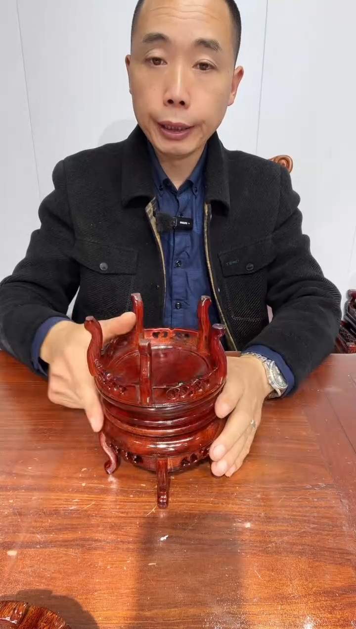 木香炉底座红13*14*9一对