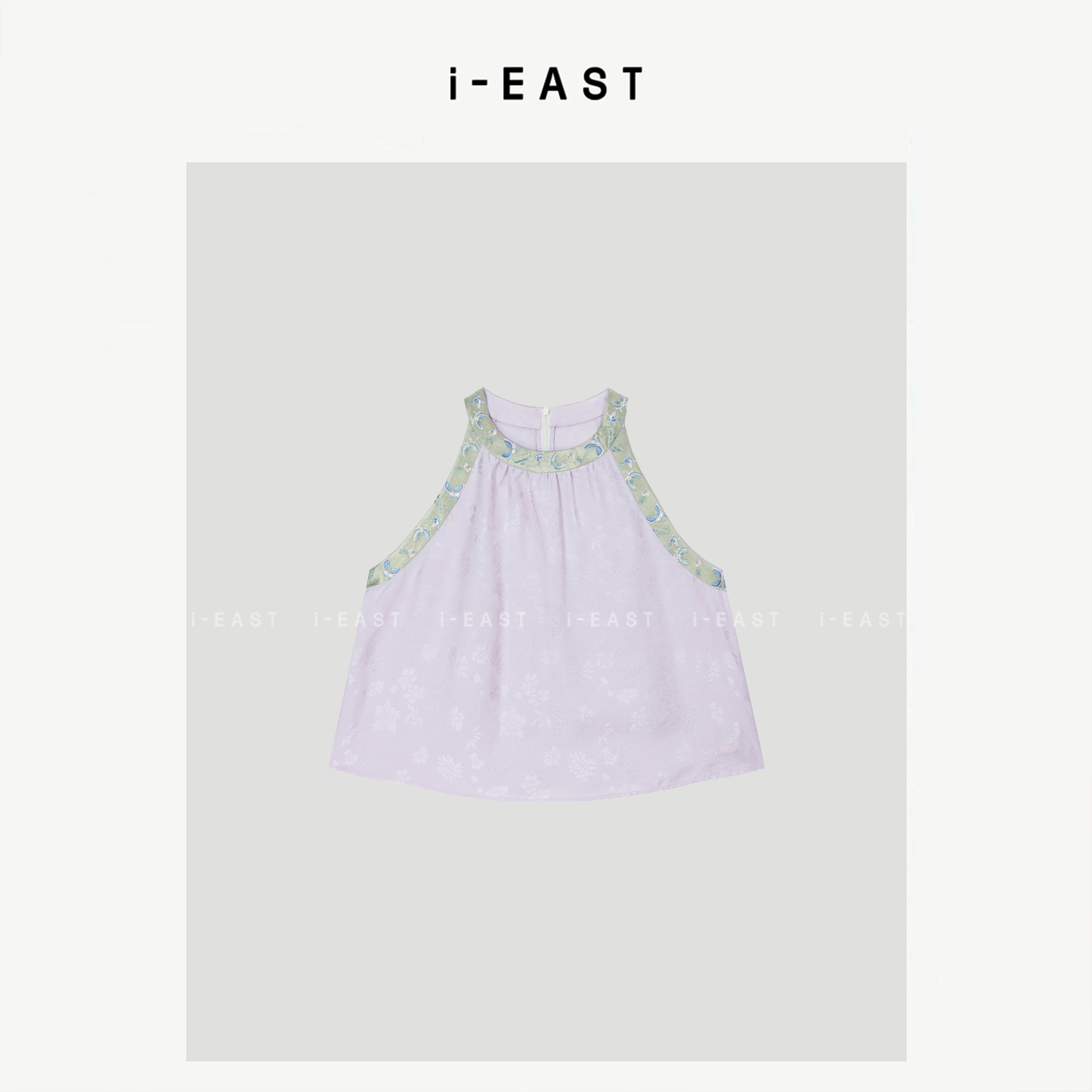 i-EAST 琉璃香槟~新中式刺绣提花无袖上衣-5C GF5330