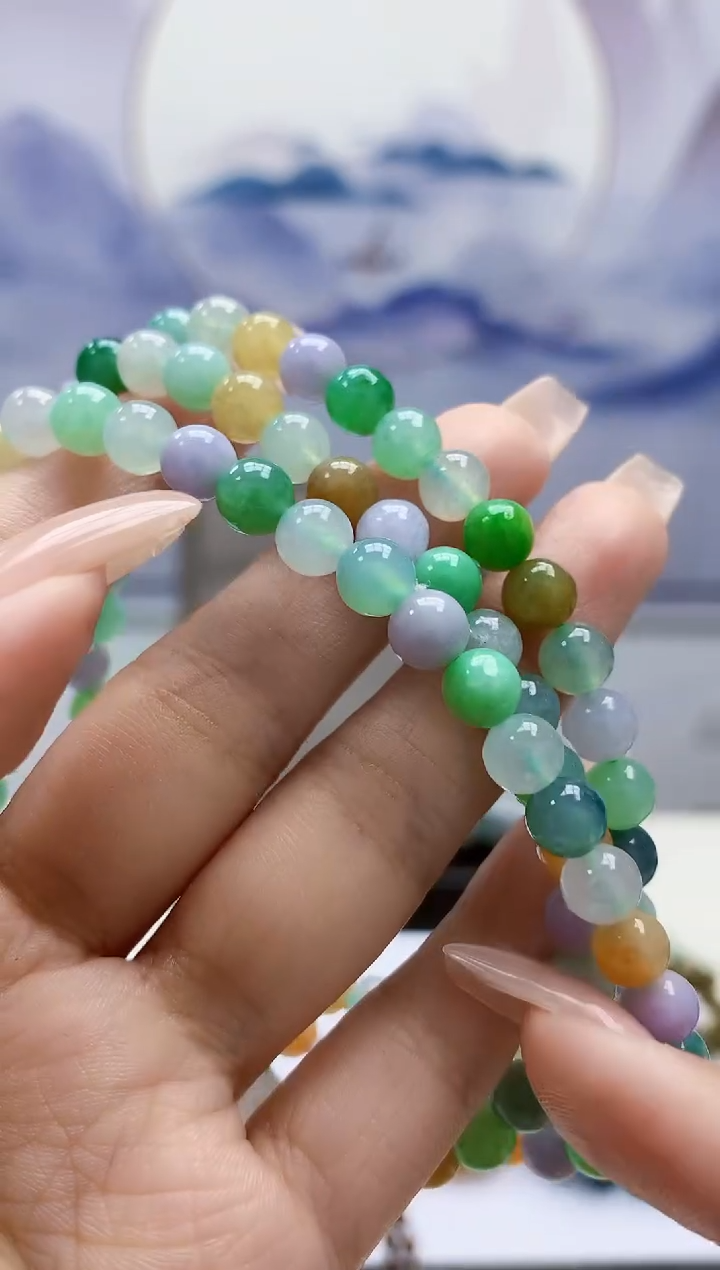 定制翡翠未镶嵌3099xx-毛货珠链67