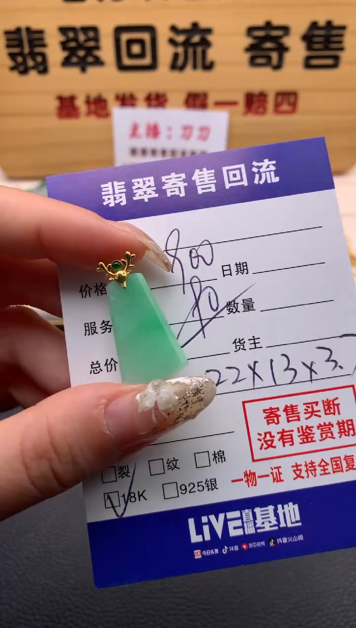 【闪购商品】翡翠颈饰18K金镶嵌21009903