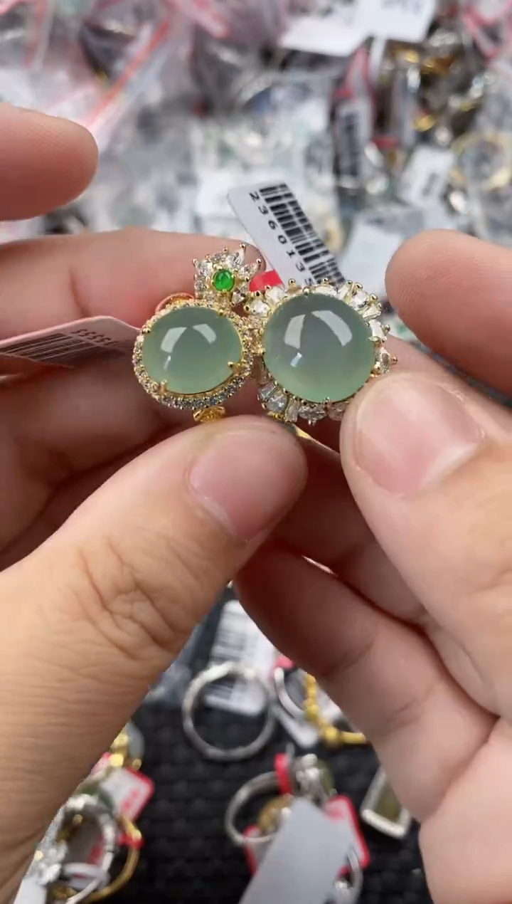 银S925镶嵌戒指翡翠111      7