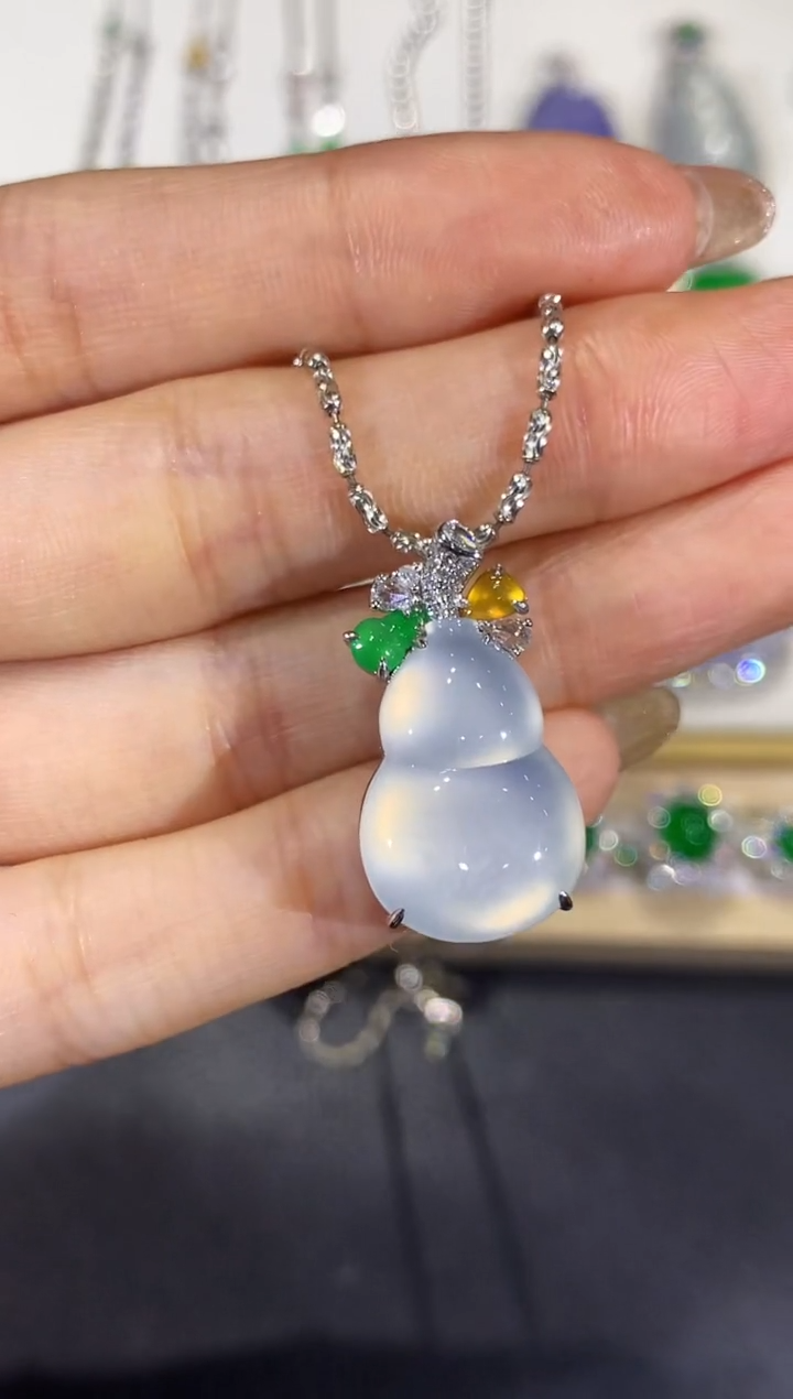 翡翠18K金镶嵌吊坠(不含链)团购53