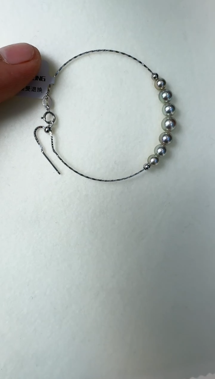 海水珍珠银S925镶嵌手镯手镯