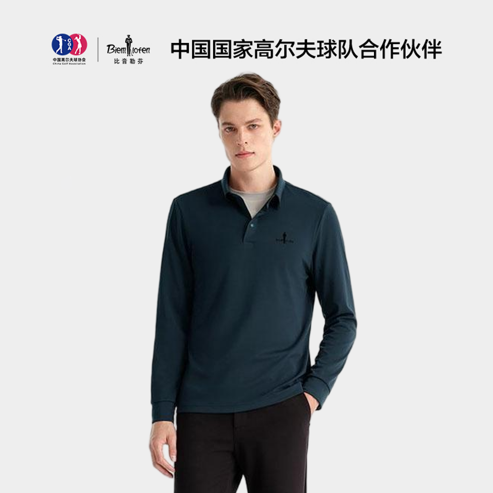 比音勒芬轻商务休闲春秋舒适轻量亲肤柔软长袖户外休闲POLO衫