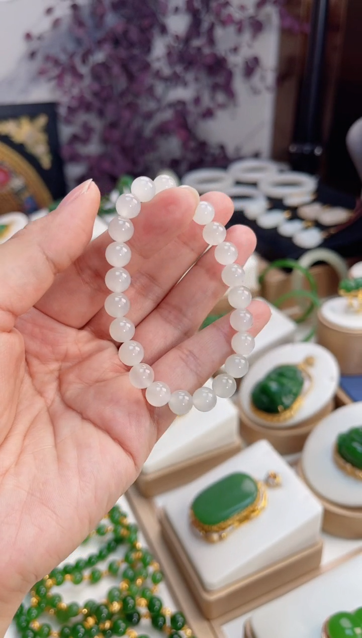 【闪购商品】和田玉手串未镶嵌白冰 8mm