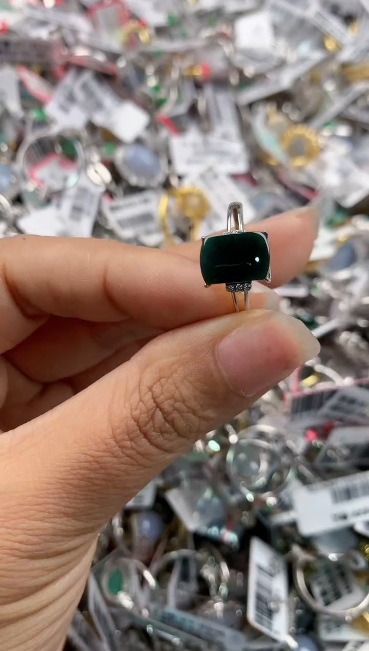 银S925镶嵌戒指翡翠999---1