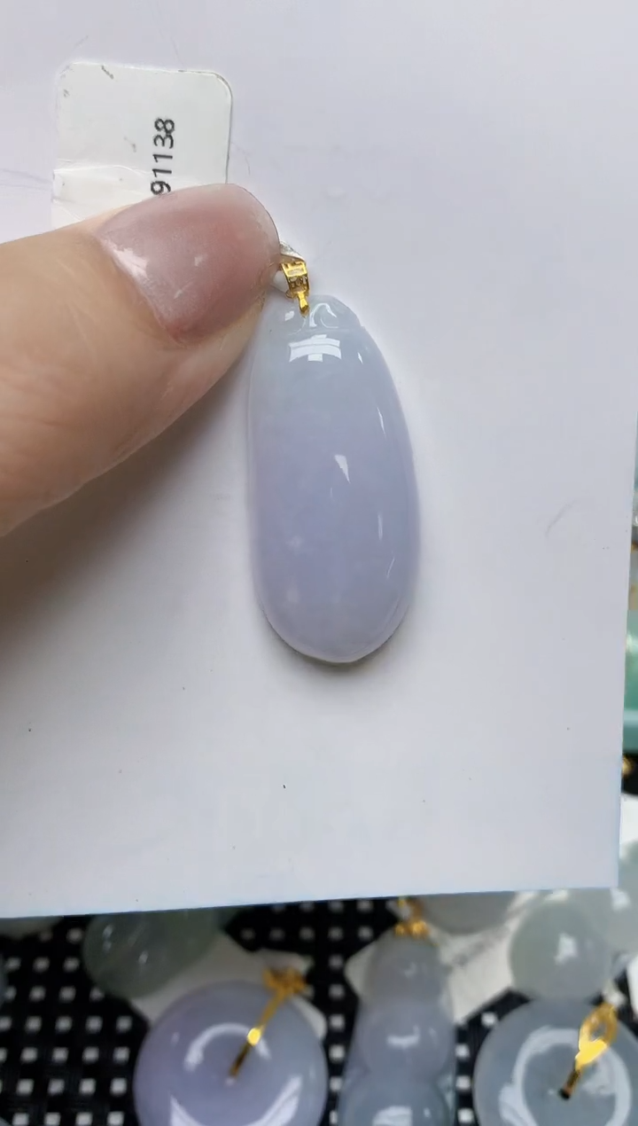 翡翠18K金镶嵌颈饰天然缅甸A货翡翠