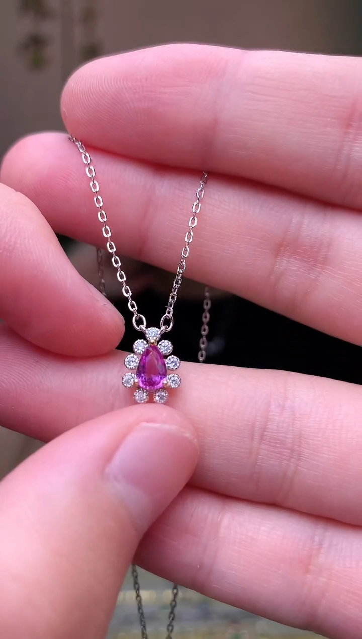 蓝宝石颈饰银S925镶嵌项链