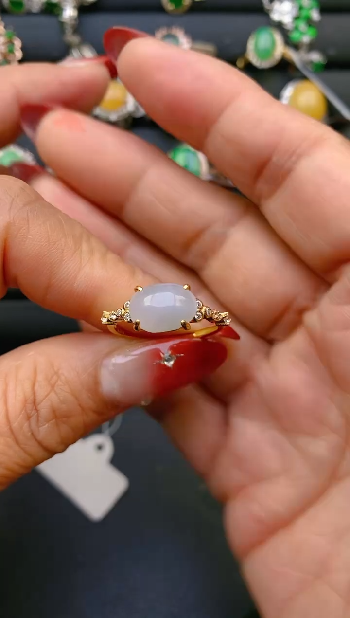 【闪购商品】翡翠戒指银S925镶嵌天然A货翡翠1