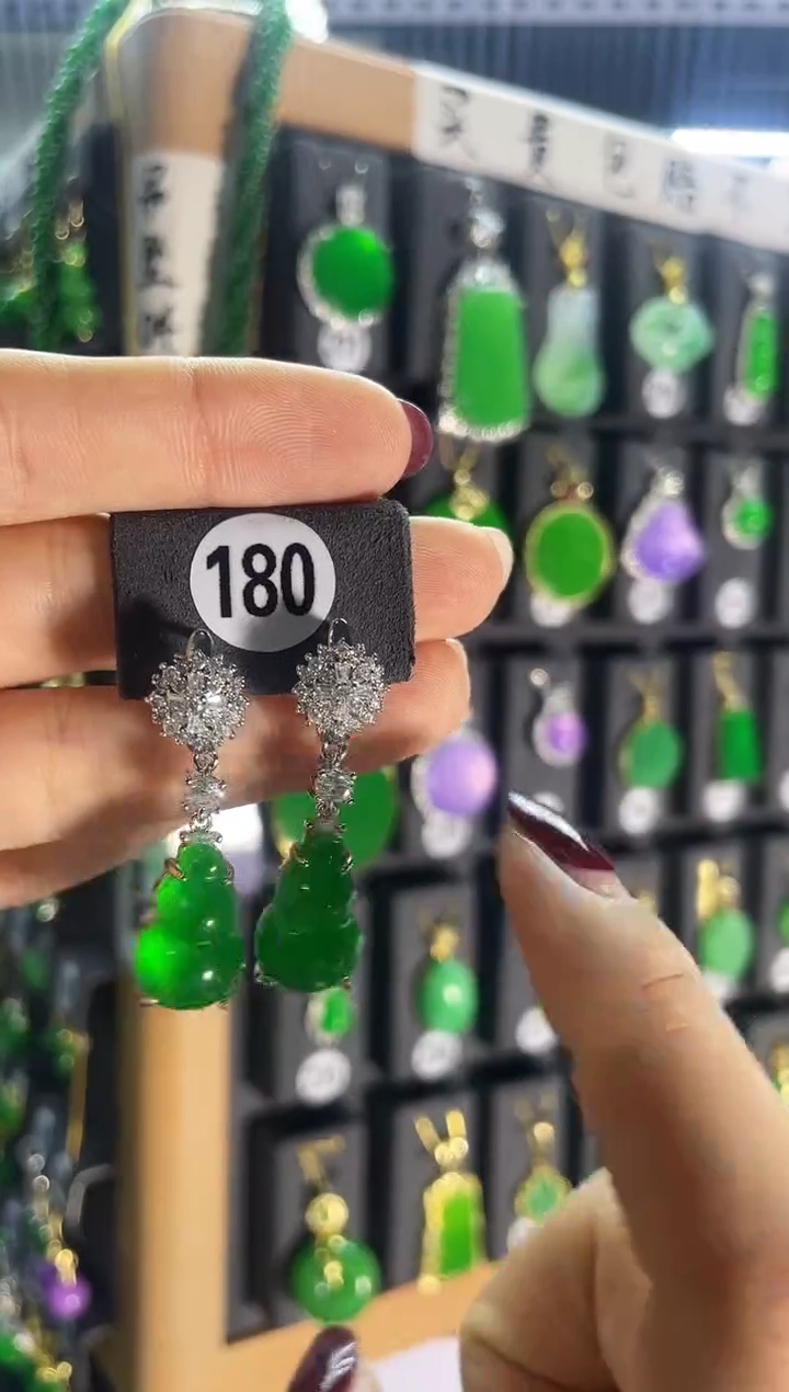 【闪购商品】翡翠耳饰银S925镶嵌180..