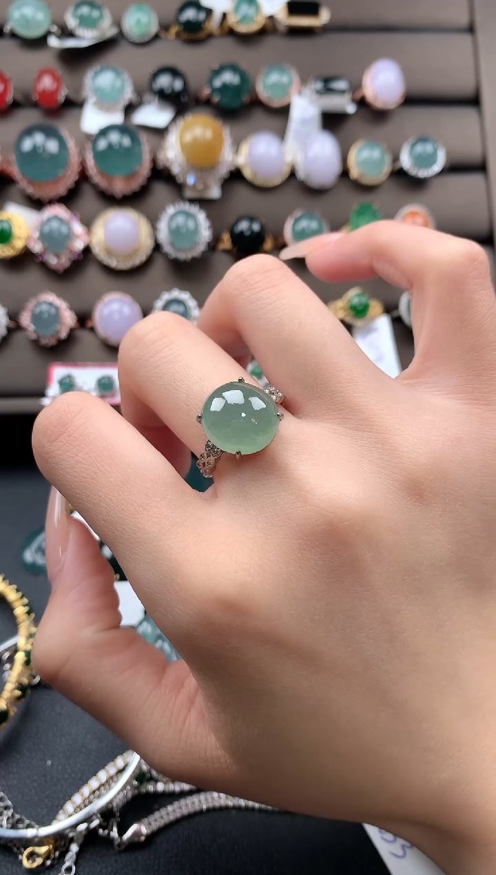 【闪购商品】翡翠戒指银S925镶嵌432432