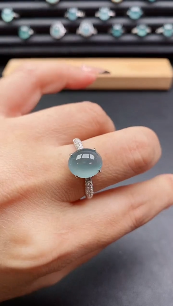 银S925镶嵌戒指翡翠1