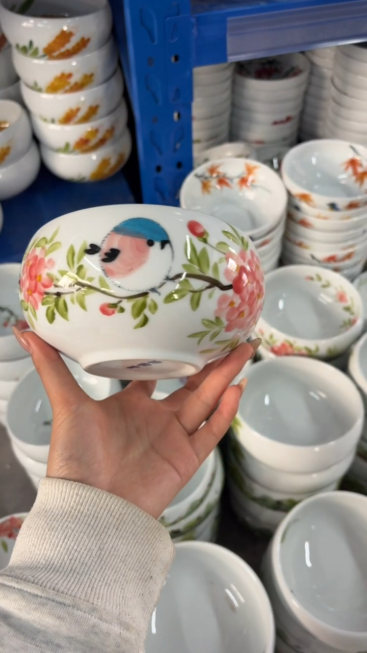 瓷片景德镇高温陶瓷食品级手绘釉中彩-大窝窝碗