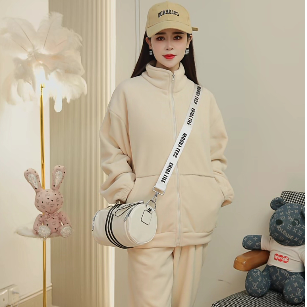 【升级版海豚绒】休闲冬季男女士百搭加厚保暖外穿时尚拉链运动套装