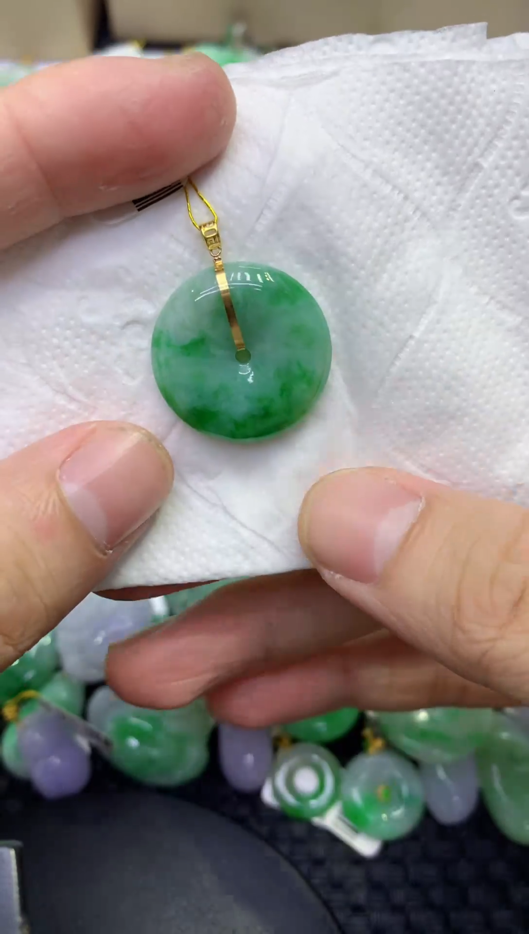 颈饰18K金镶嵌翡翠天然缅甸A货翡翠