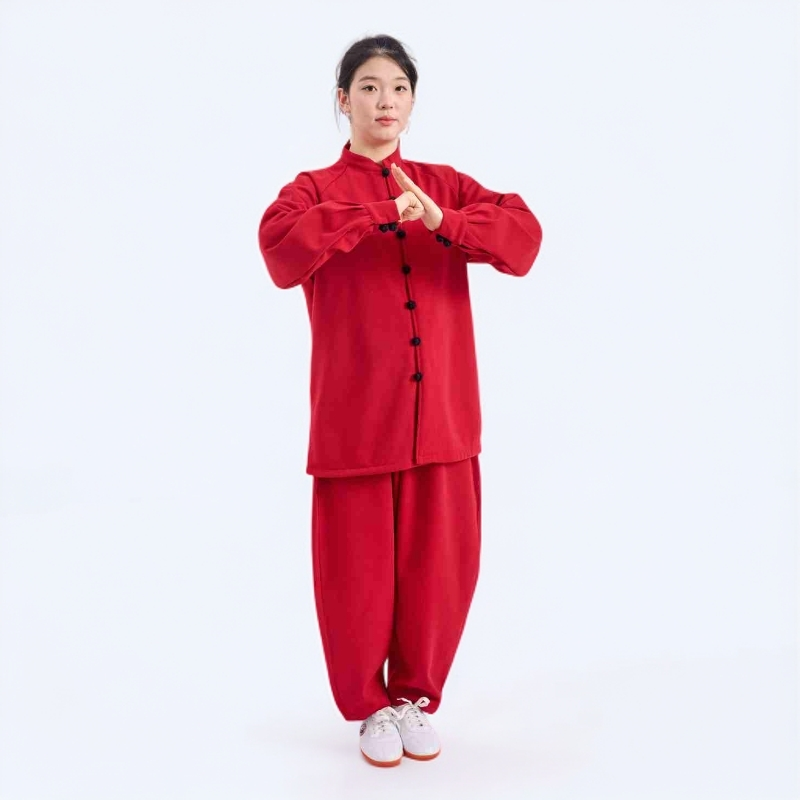 锦麻太极服加绒加厚套装冬季2025新款小扣练功服表演八段锦晨练