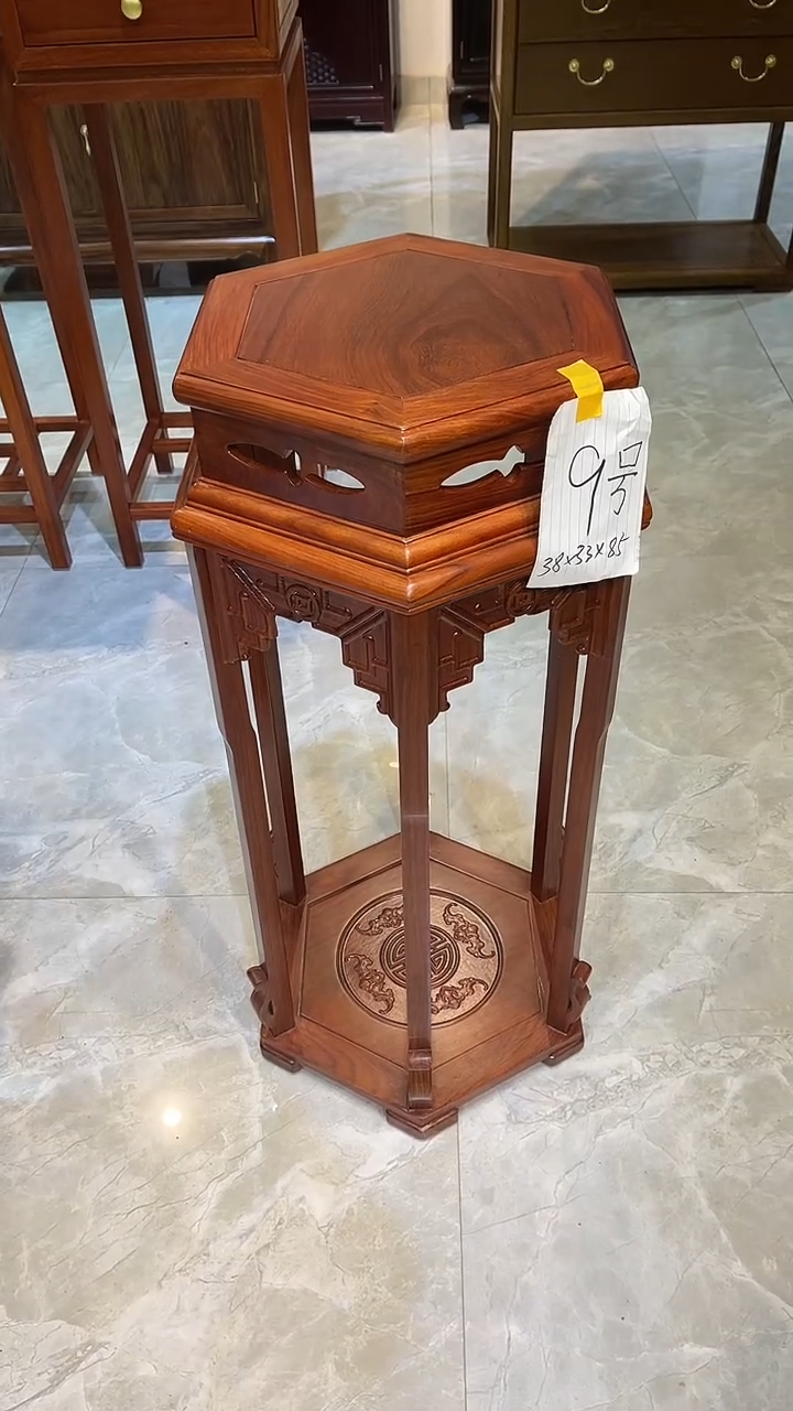 花梨木类成套家具大六角花架38*33*85