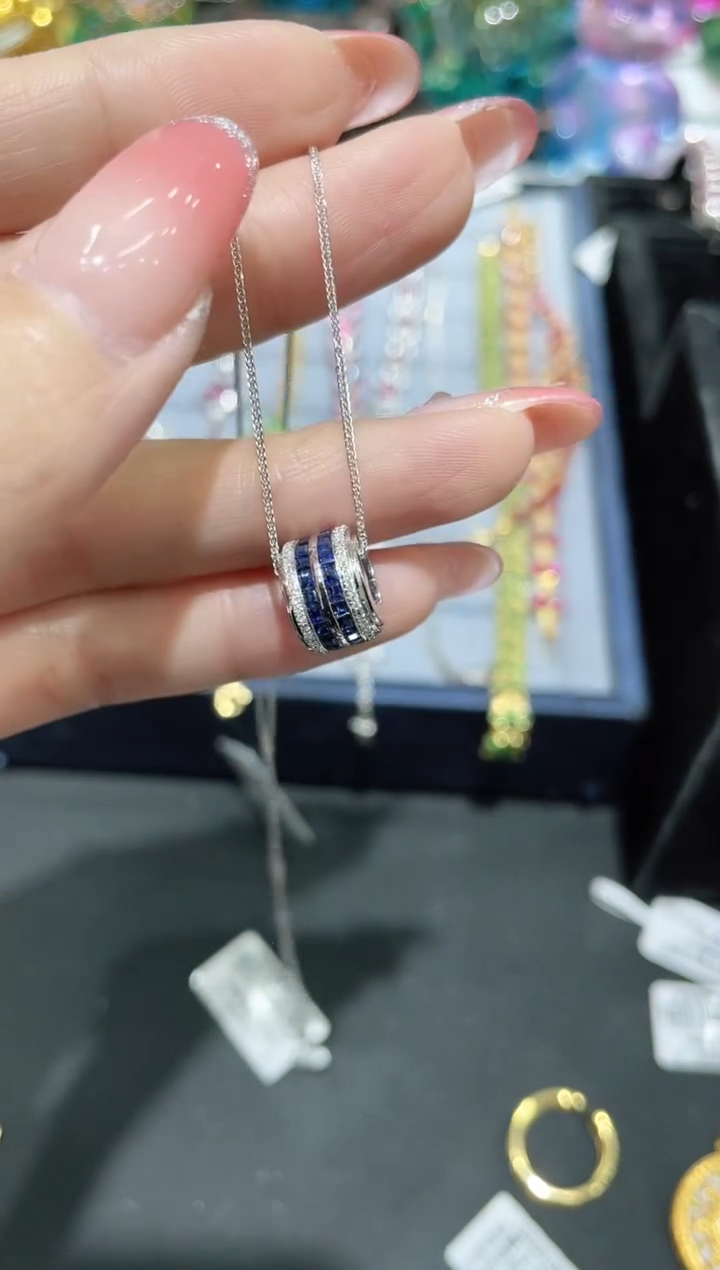 项链蓝宝石18K金镶嵌项链
