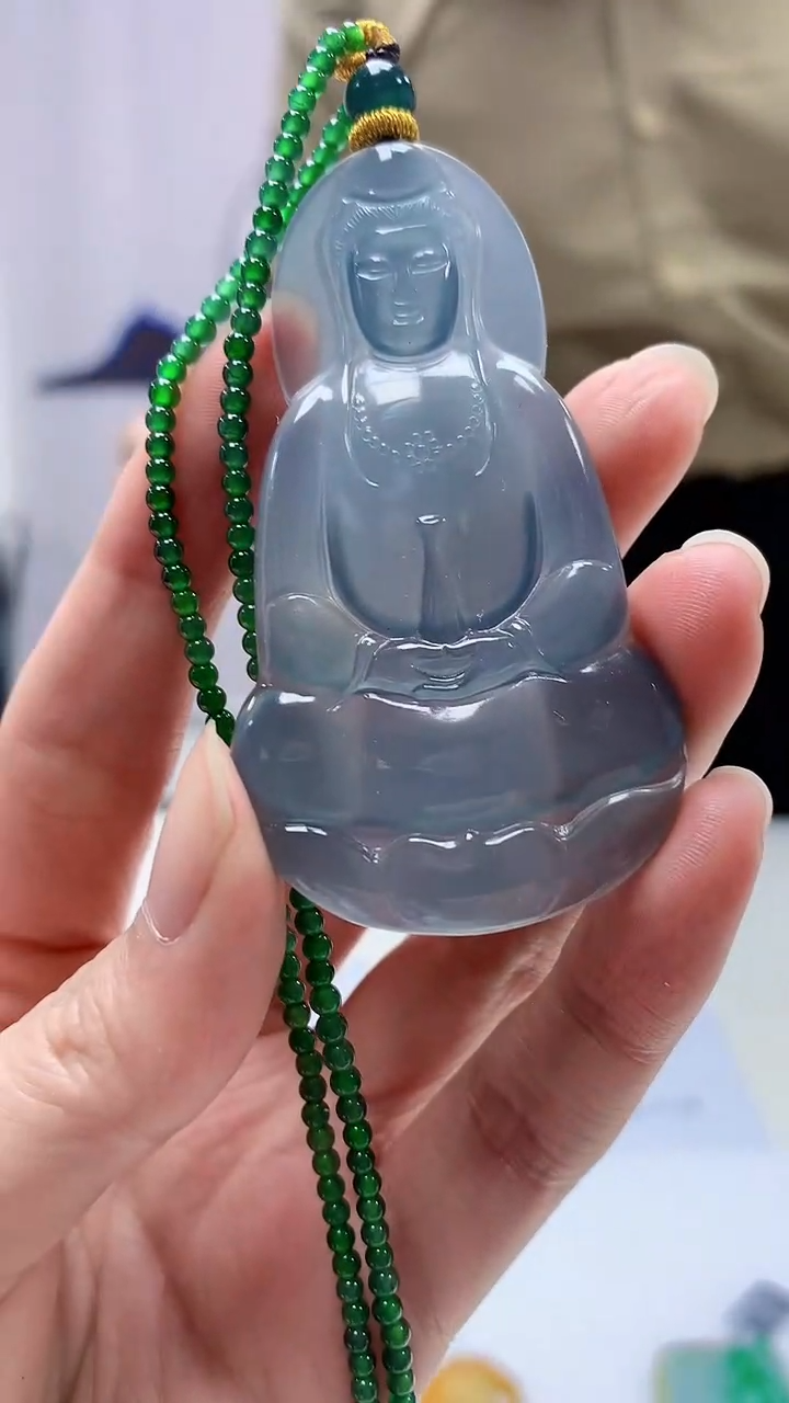 【闪购商品】定制翡翠未镶嵌4688zm-毛货赠珠链观音175