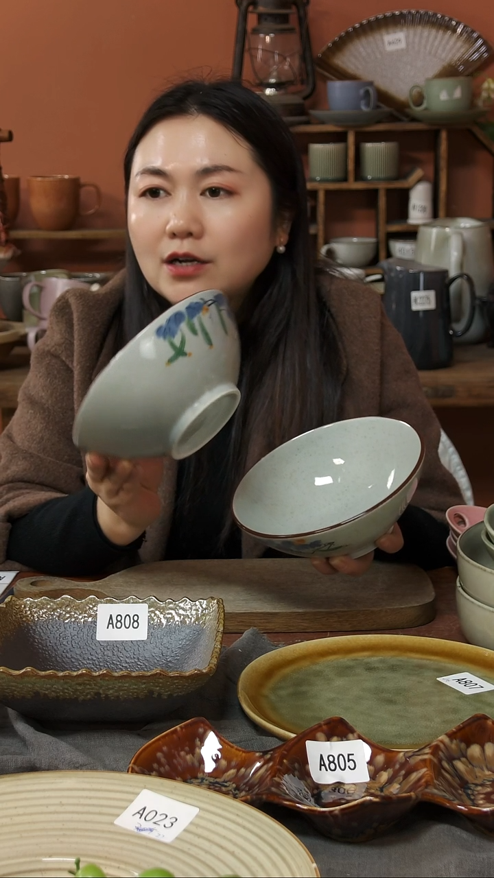 陶瓷A796陶瓷手绘丝瓜碗2个瑕疵