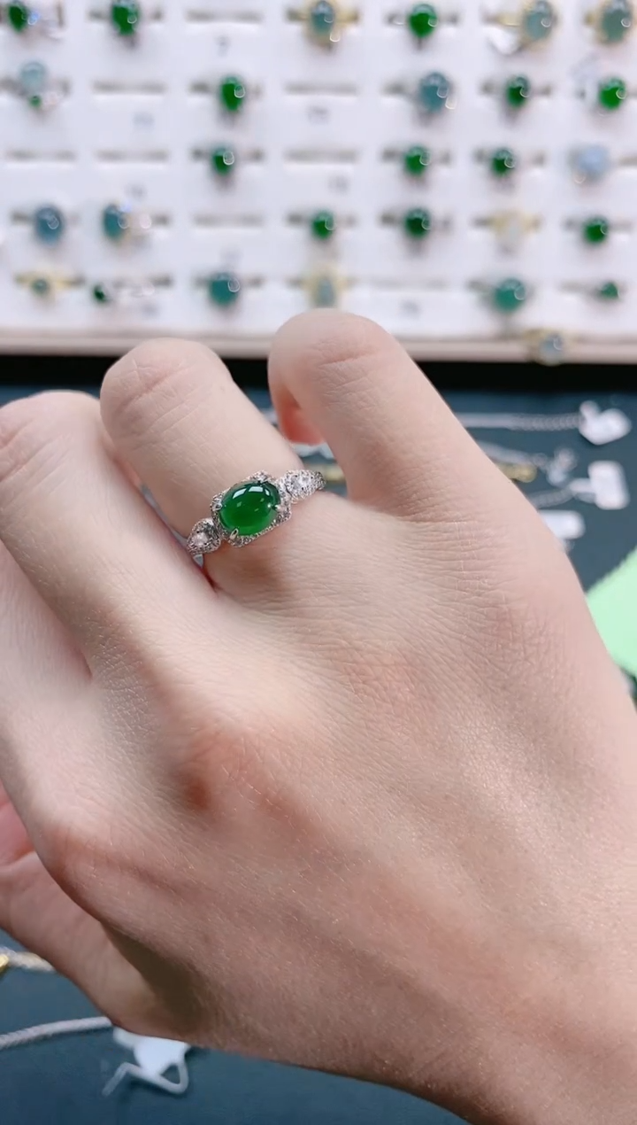 【闪购商品】翡翠戒指银S925镶嵌天然翡翠