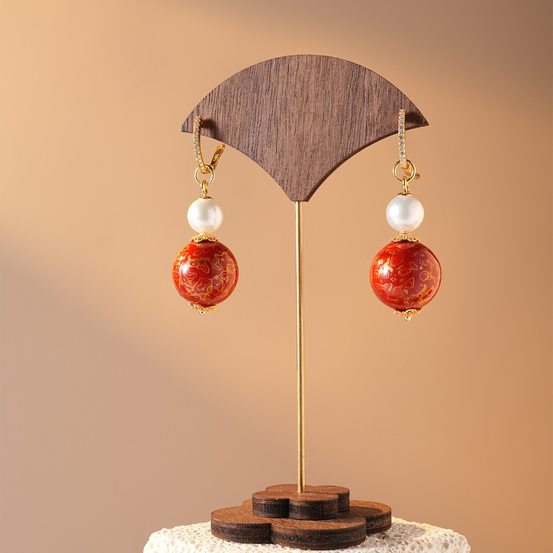 合金琉璃耳饰 （预售）牛角手链气质国风手工项链耳勾古风简约饰品