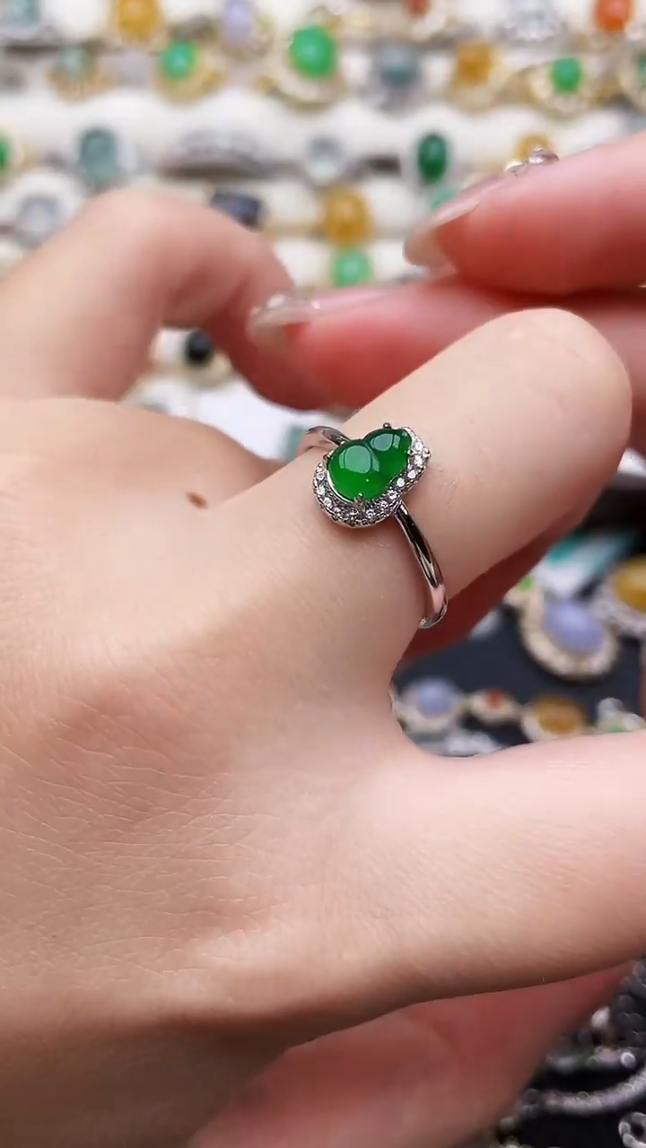 银S925镶嵌戒指翡翠133