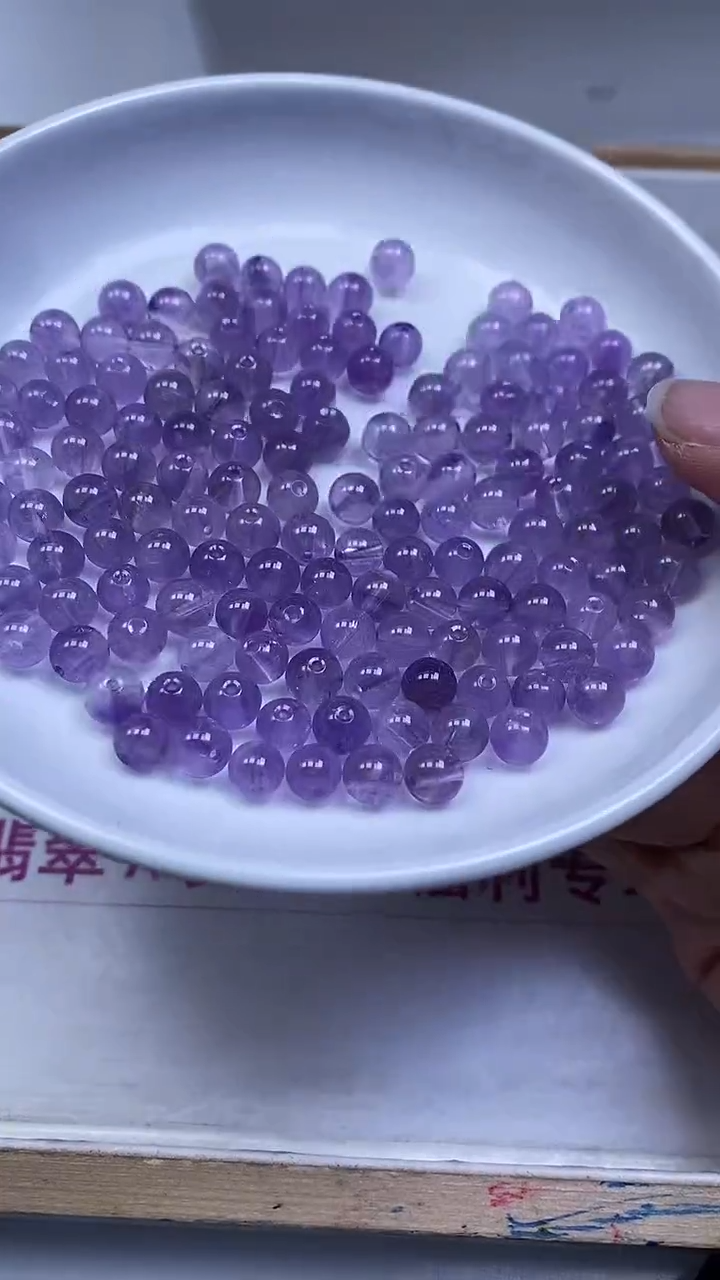 未镶嵌珠宝半成品水晶L244 紫水晶6mm30个15元