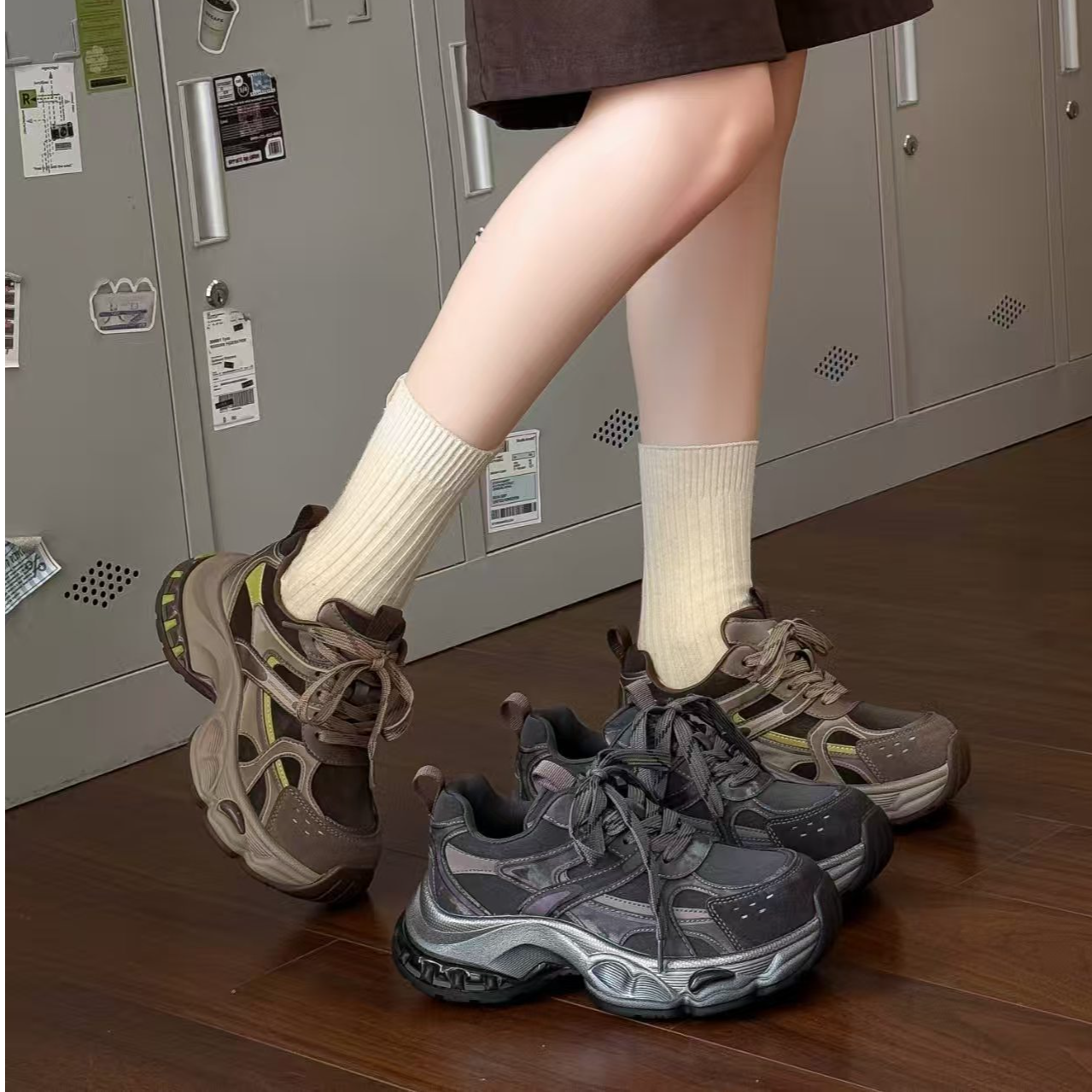 【品牌尾货】千美黛加热厚底老爹鞋168-2737-3