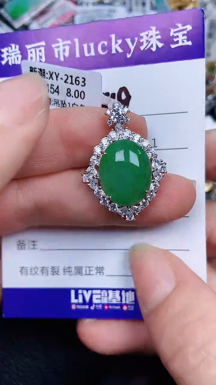 颈饰银S925镶嵌翡翠1749