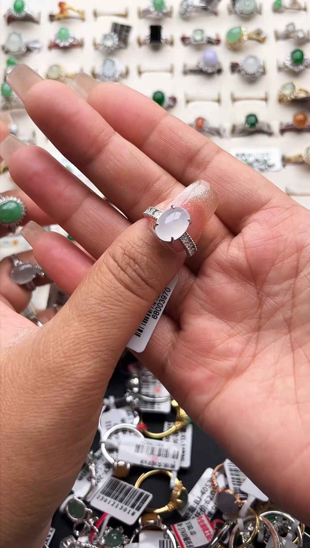 【闪购商品】翡翠戒指银S925镶嵌缅甸天然A货翡翠S925银镶嵌