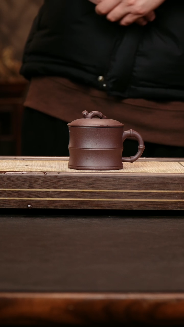 茶壶紫砂四号井底槽清 竹节盖杯
