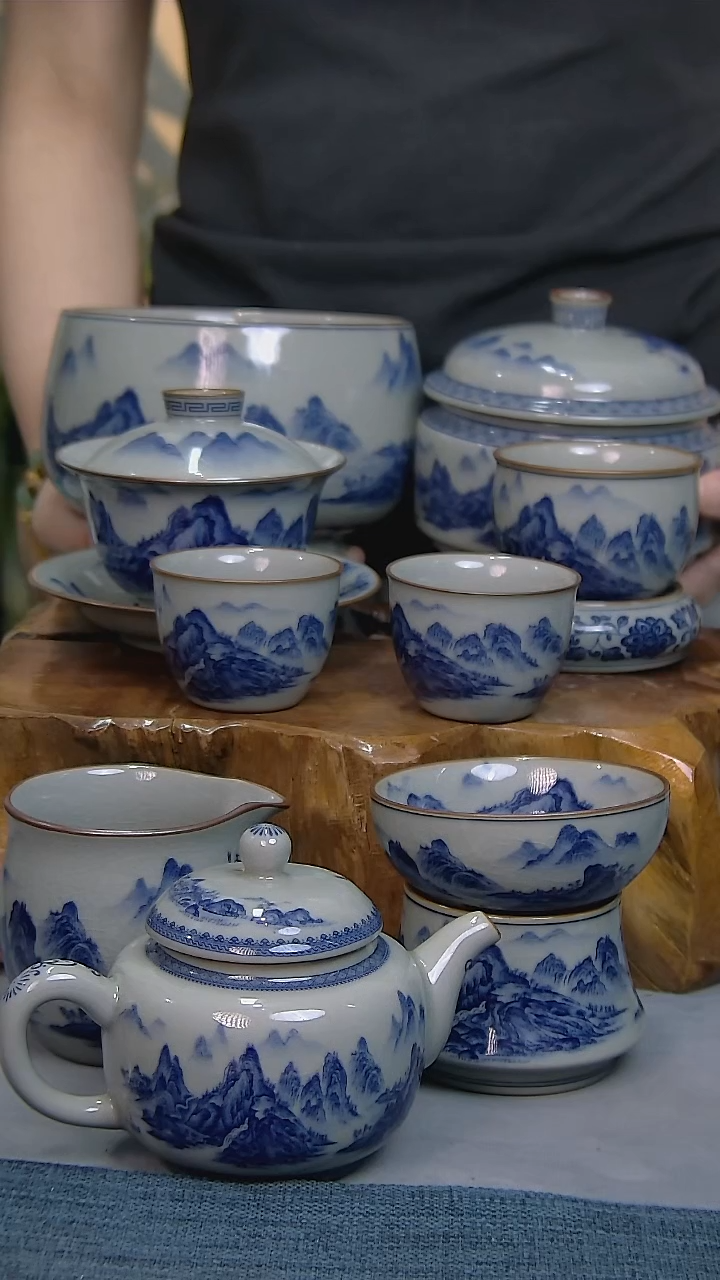 10件套陶瓷茶具老陶泥开片纹