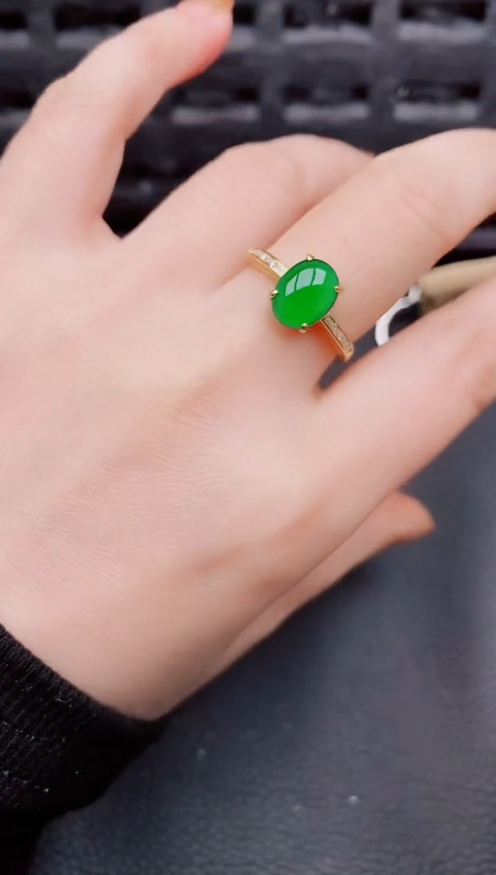 【闪购商品】翡翠戒指银S925镶嵌天然a货翡翠521