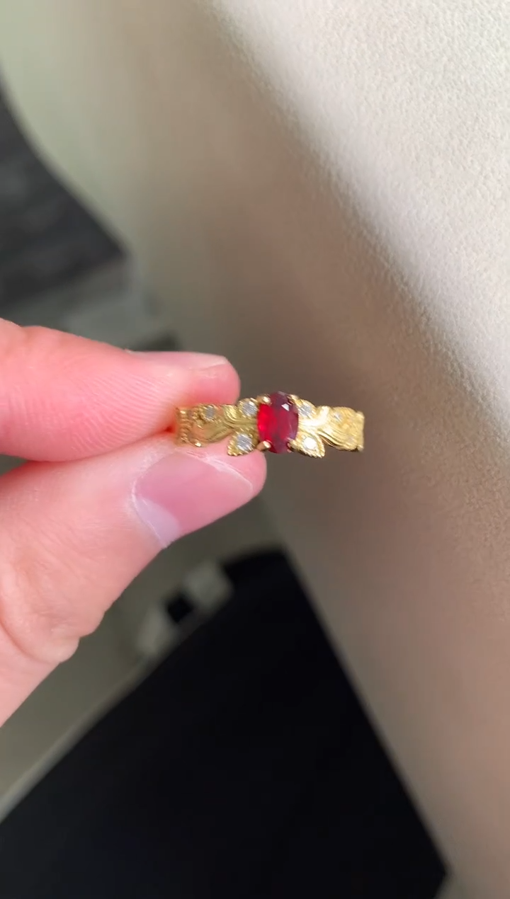 银S925镶嵌戒指红宝石戒指