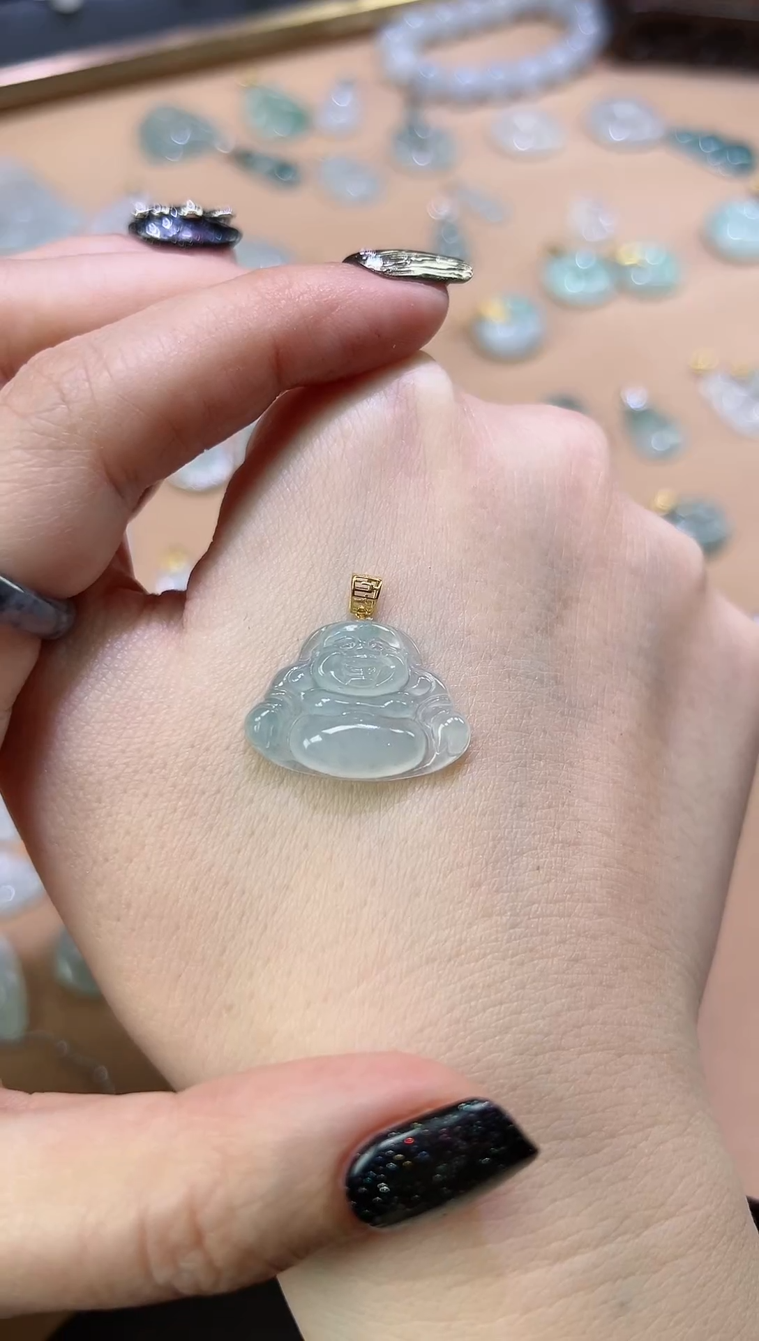 【闪购商品】翡翠颈饰18K金镶嵌佛公