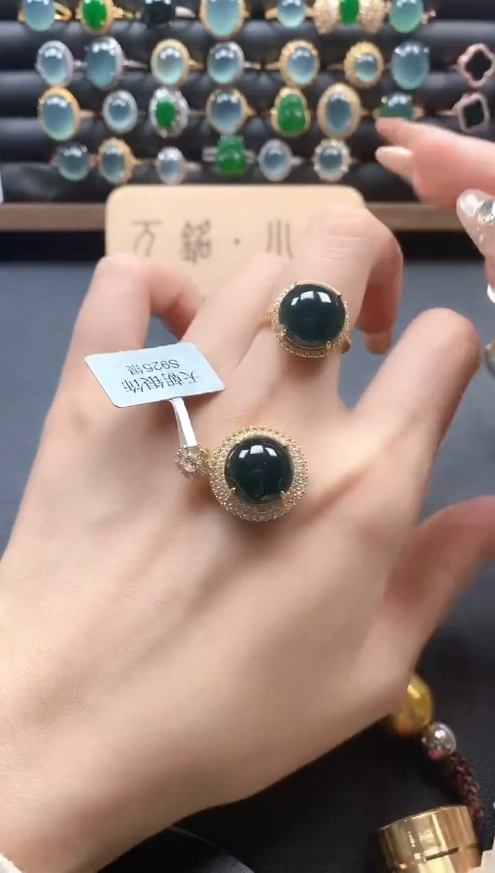 银S925镶嵌戒指翡翠545411