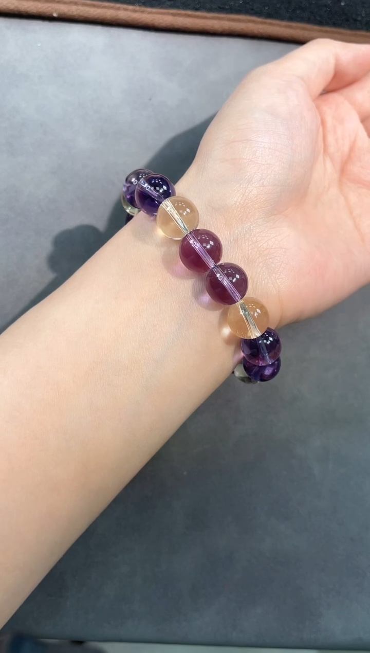 【闪购商品】水晶手链未镶嵌69号紫黄全净单圈11mm