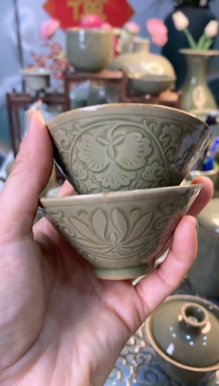 【闪购商品】微瑕 TS036【牡丹和莲纹】斗笠各一只