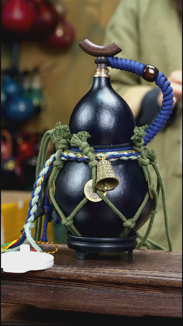 YQ073复古网兜款天然酒葫芦（一物一拍）