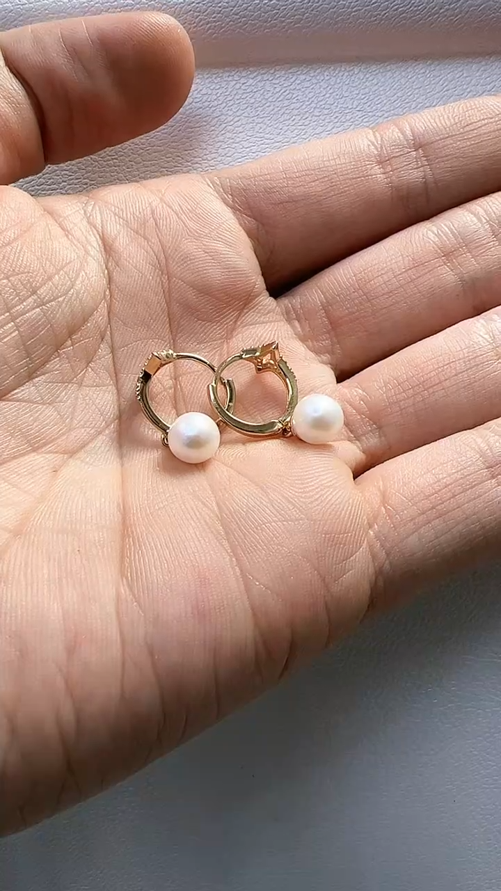 【闪购商品】淡水珍珠耳饰银S925镶嵌星星耳钉