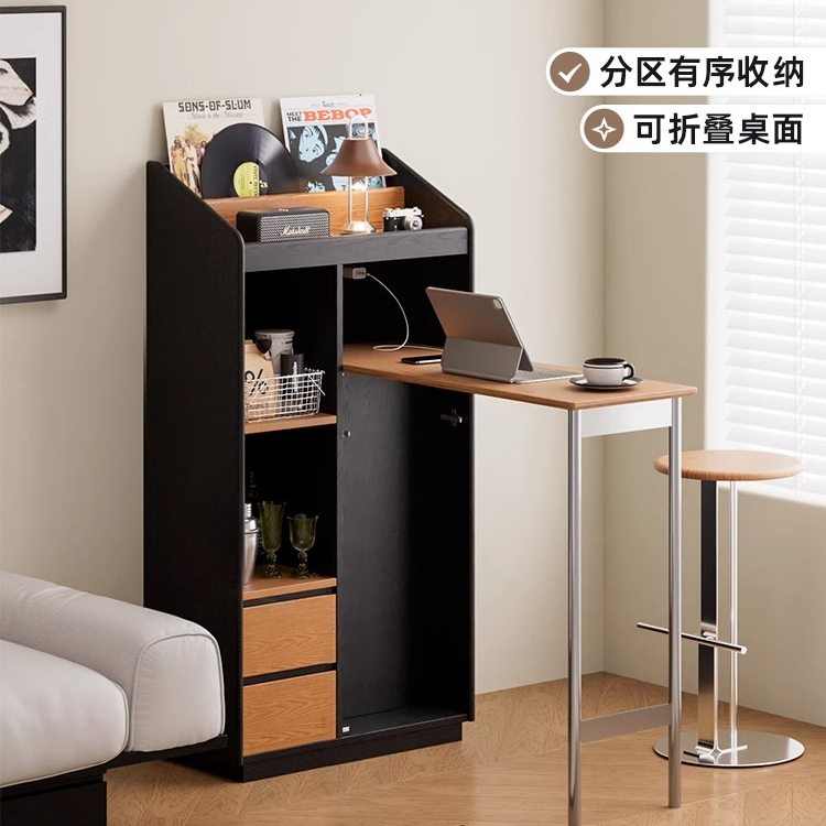 轻奢伸缩吧台桌家用小吧台柜酒柜餐边柜餐桌一体客厅隔断柜咖啡柜