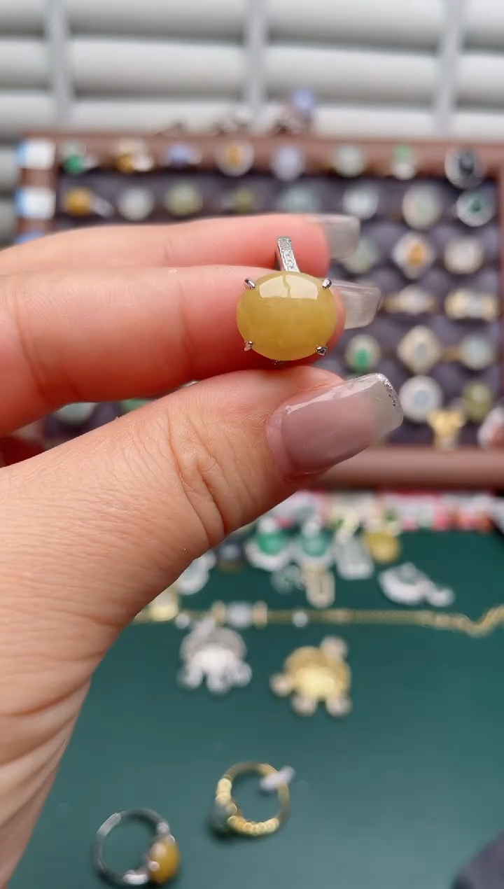 银S925镶嵌戒指翡翠.